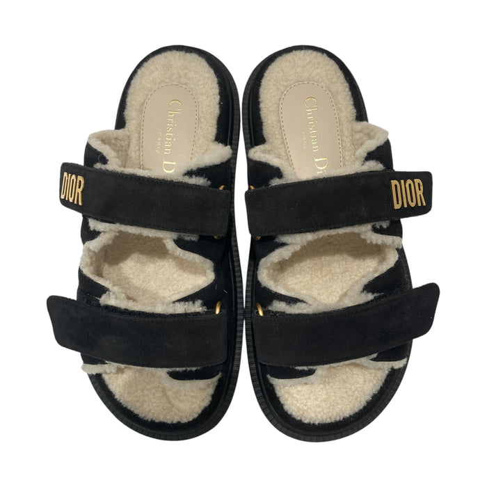 DIOR 迪奧 WOMEN SHOES 絲絨仿羊絨穆勒拖鞋 羊皮