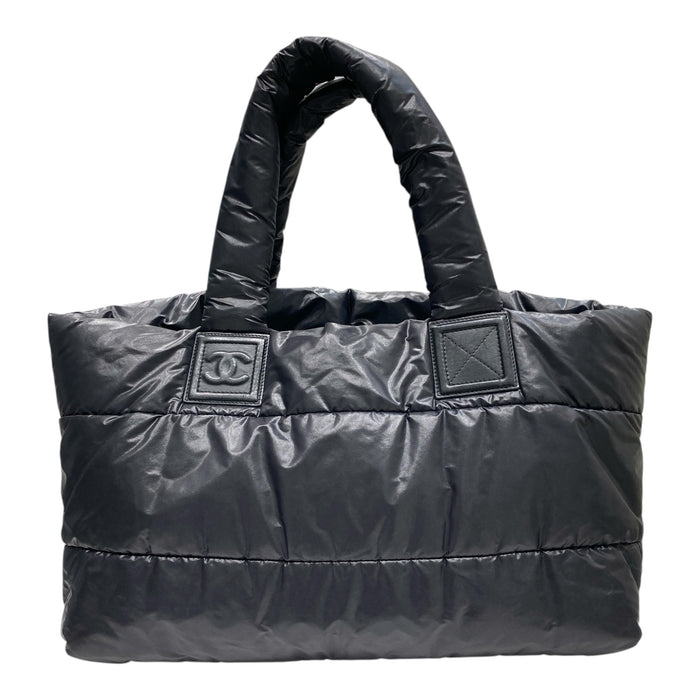 CHANEL 香奈兒 COCO COCOON REVERSIBLE TOTE MM A48611 尼龍托特包 黑色 銀釦