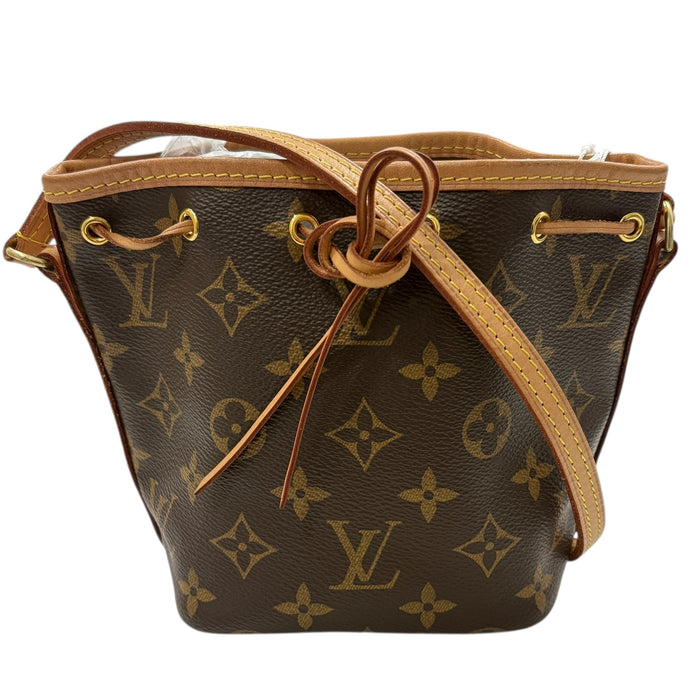 LOUIS VUITTON 路易威登 M41346 NANO NOÉ 迷你水桶包 PVC 老花 棕色 金釦