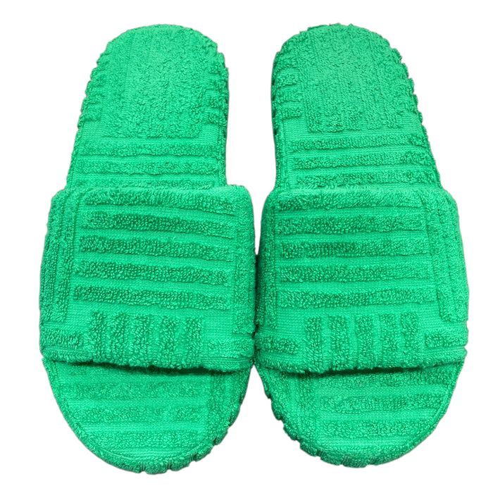 BOTTEGA VENETA 葆蝶佳 涼鞋 拖鞋 Resort Sponge Sandals 棉質毛巾布 草綠色 #39