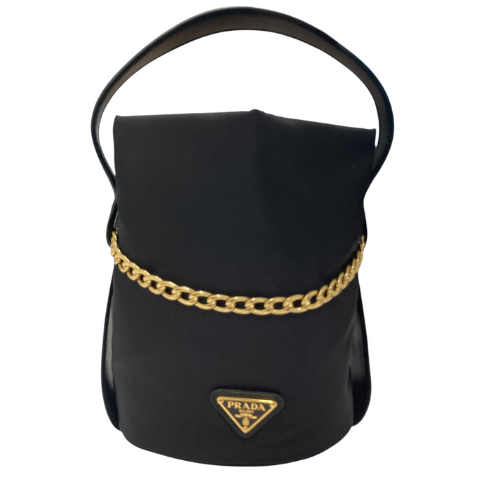 PRADA 普拉達 1BE088 Petit Sac Noir MINI 再生尼龍 手提包 黑色 金釦