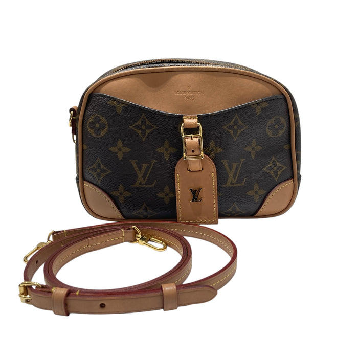 LOUIS VUITTON 路易威登 M45528 MONOGRAM DEAUVILLE MINI側背包 帆布老花 棕色 金釦
