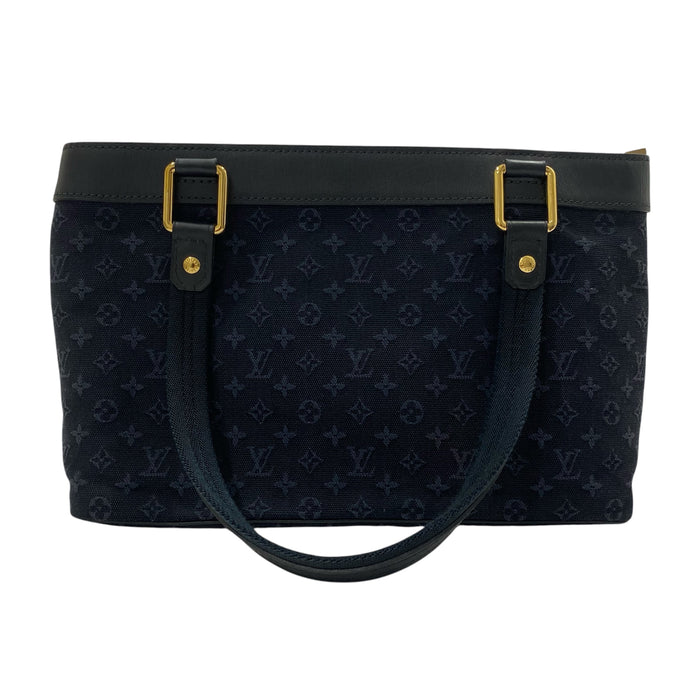 Louis Vuitton 路易威登 Mini Lin Lucille PM 手提包 藍色 老花 帆布 金釦