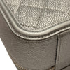CHANEL 香奈兒 CC FILIGREE VANITY CASE 化妝包 側背包 牛皮 荔枝皮 灰銀色 銀釦