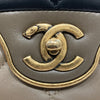 CHANEL 香奈兒 肩背包 2015/2016 秋冬系列 Tricolor Quilted Small Double Flap Bag  黑/灰褐/棕 復古金釦