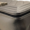 CHANEL 香奈兒 THE BOY BAG MINI 黑色 荔枝皮 魚子醬皮 銀釦