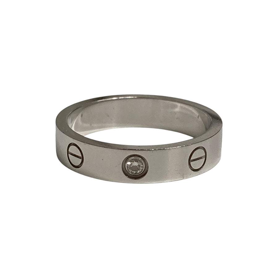 CARTIER 卡地亞 LOVE系列 白金單鑽戒指