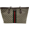 GUCCI 古馳 GG CANVAS TOTE BAG 帆布老花托特包 棕色 金釦