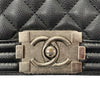 CHANEL 香奈兒 THE BOY BAG MINI 黑色 荔枝皮 魚子醬皮 銀釦
