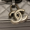 CHANEL 香奈兒 CC FILIGREE VANITY CASE 化妝包 側背包 牛皮 荔枝皮 灰銀色 銀釦
