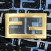FENDI 芬迪 Baguette MINI 法棍包 肩背包 尼龍 老花 粉藍色 金釦