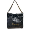 CHANEL 香奈兒 22 HANDBAG 亮面小牛皮 黑色 金釦