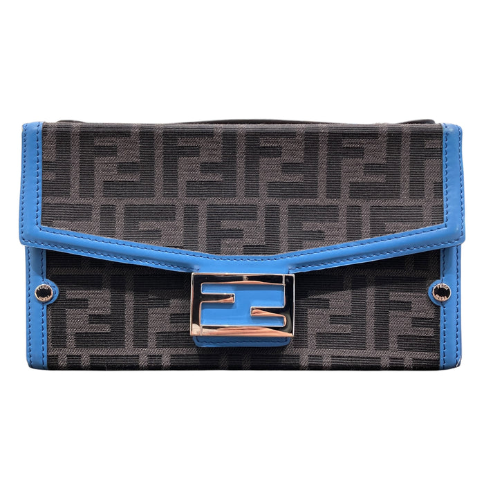 FENDI 芬迪 側背包 Baguette Soft Trunk 7VA565 老花 藍色 銀釦