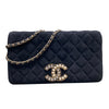 CHANEL 香奈兒 肩背包 Classic Flap經典絨毛口蓋包 CF23 黑色 絨毛 淡金釦