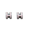 HERMES 愛馬仕 POP H 合金 耳釘 粉紅色 銀