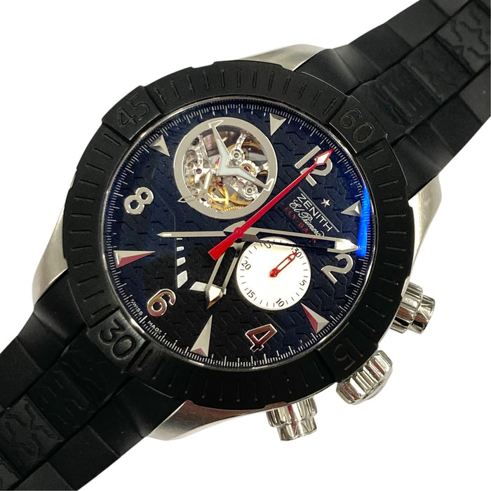 ZENITH 真力時 DEFY Classic Open El Primero 03.0531 鏤空飛返計時機械腕錶 不鏽鋼 自動上鍊 黑/銀