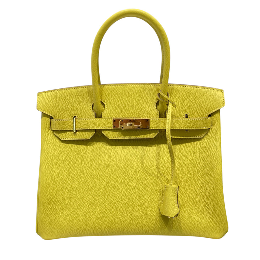 HERMES 愛馬仕 BIRKIN 30 手提包 檸檬黃 金釦