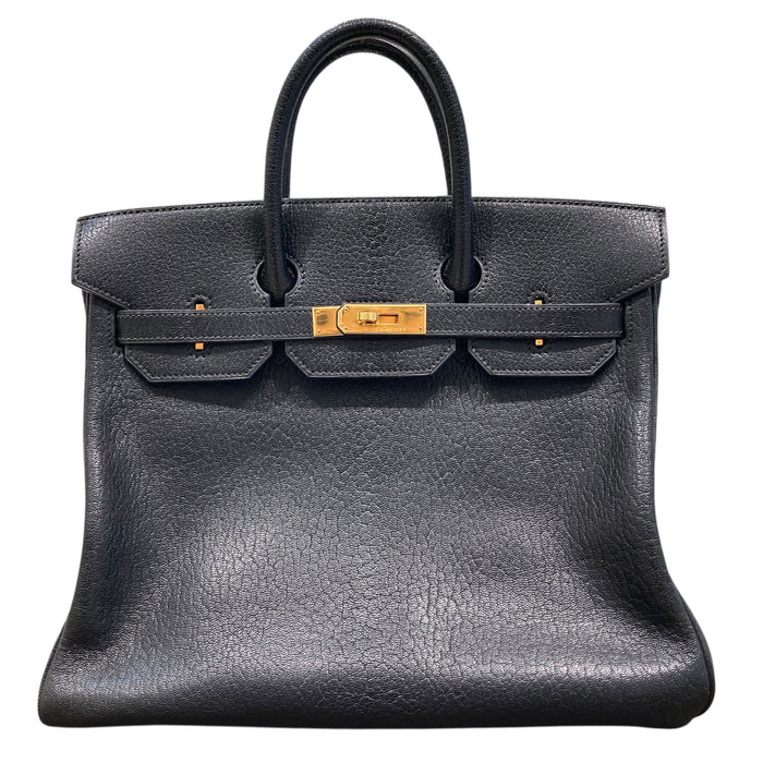 HERMES 愛馬仕 手提包 HAC 32 高腰帶 32 黑色 山羊皮 金釦