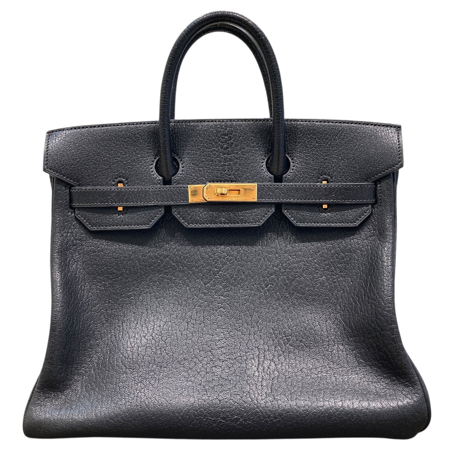 HERMES 愛馬仕 手提包 HAC 32 高腰帶 32 黑色 山羊皮 金釦