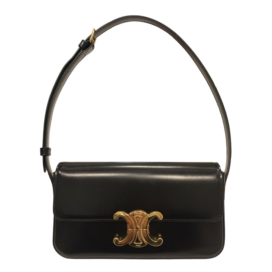 CELINE 思琳 CELINE TRIOMPHE  肩背包 皮革 黑色 金釦