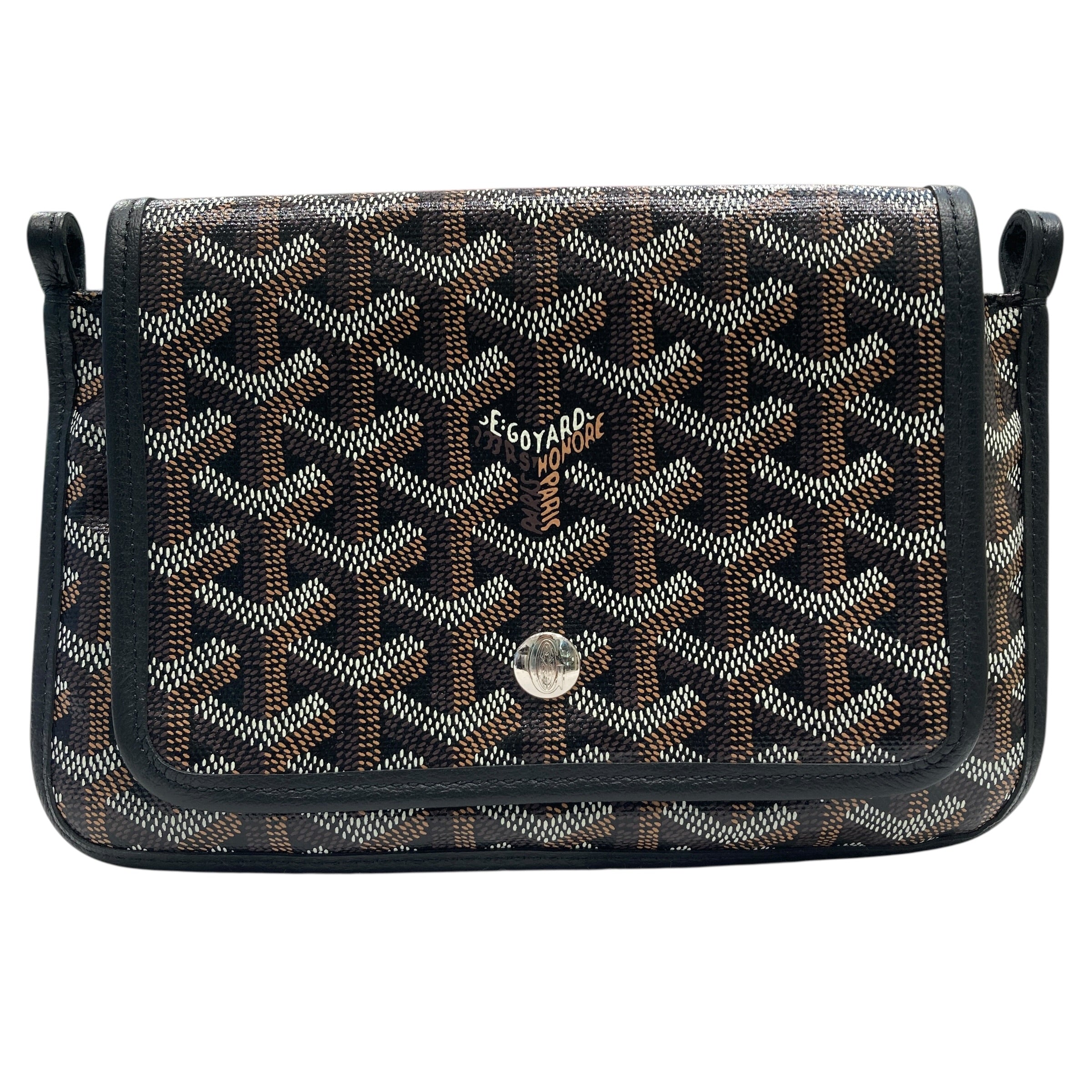GOYARD 高雅德 PLUMET POCKET WALLET 信封斜背包 PVC帆布 黑色 銀釦