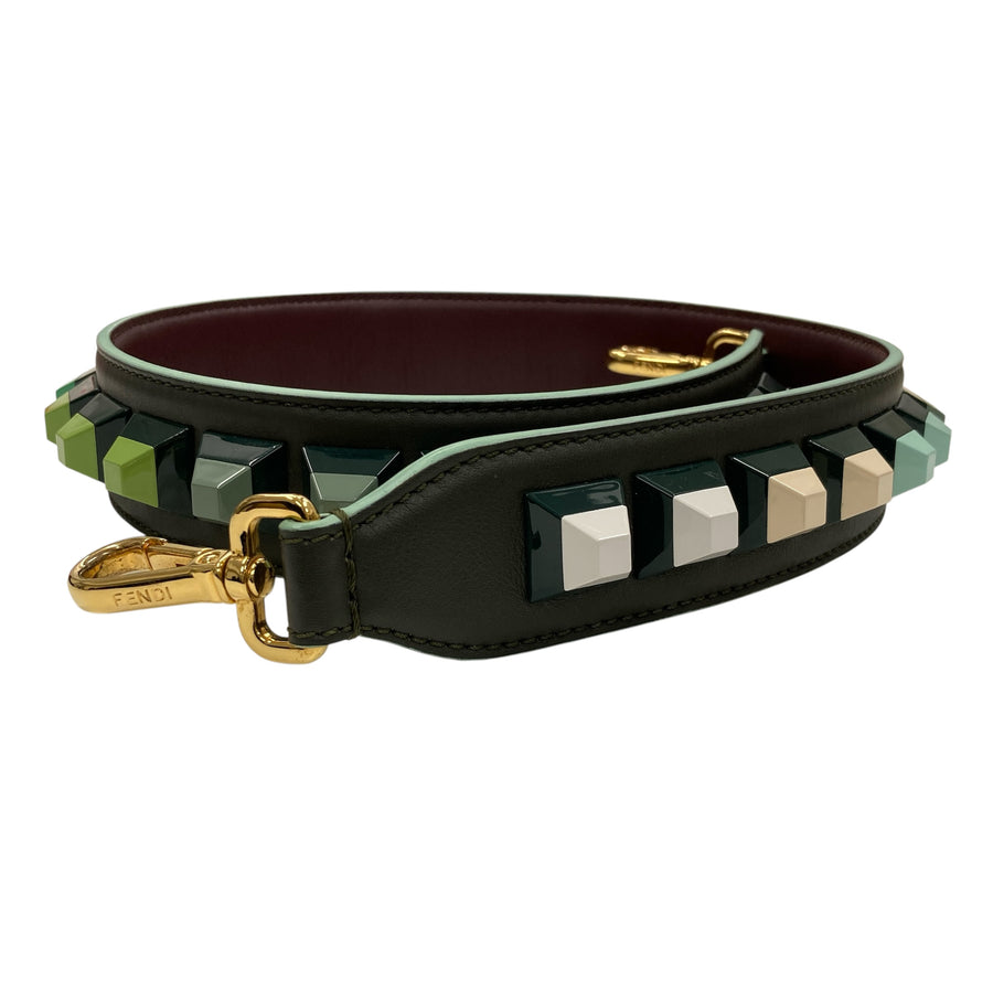 FENDI 芬迪 STRAP YOU 茆丁 皮革 肩背帶 綠色