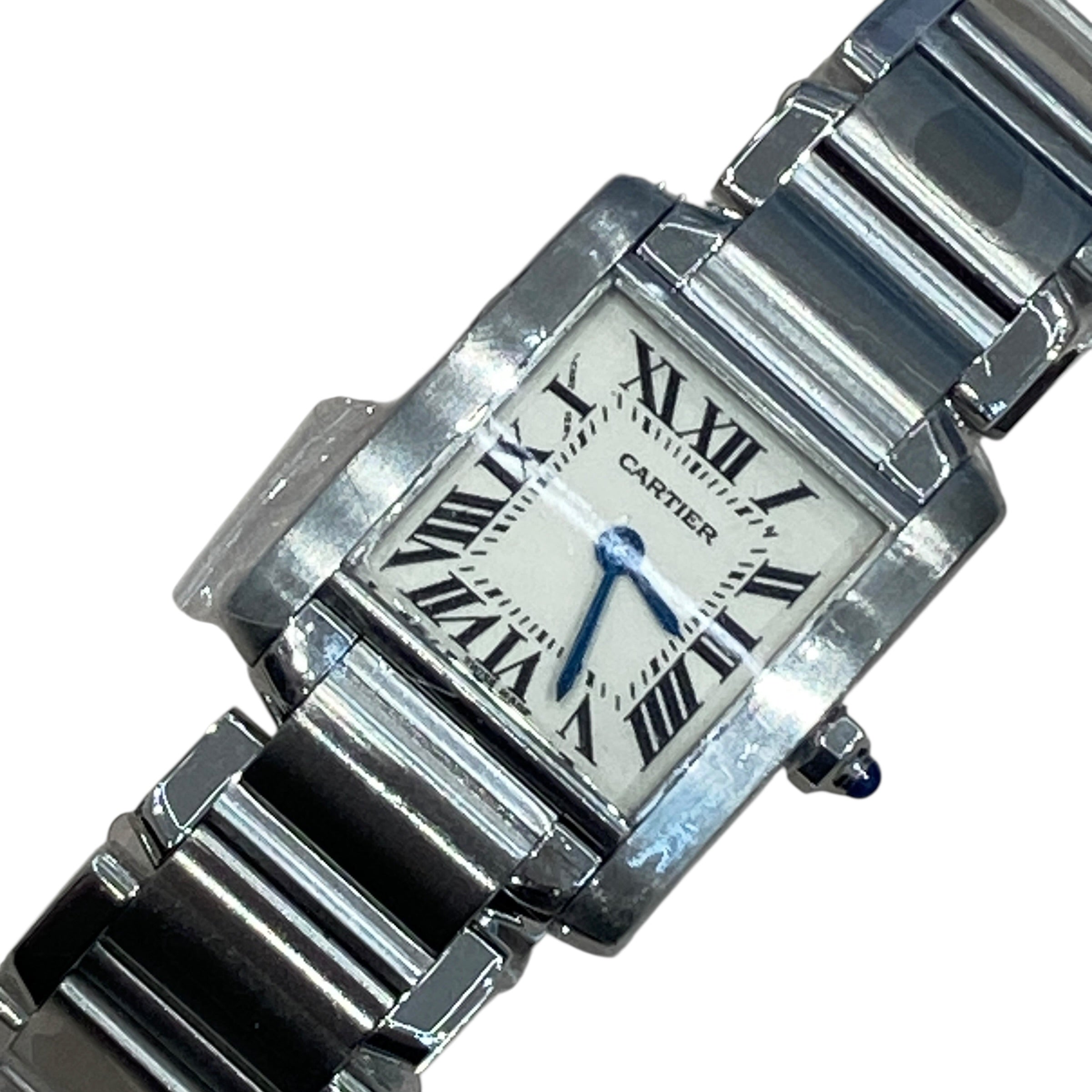 CARTIER 卡地亞 Tank Française SM 女錶 不鏽鋼 白色 銀釦