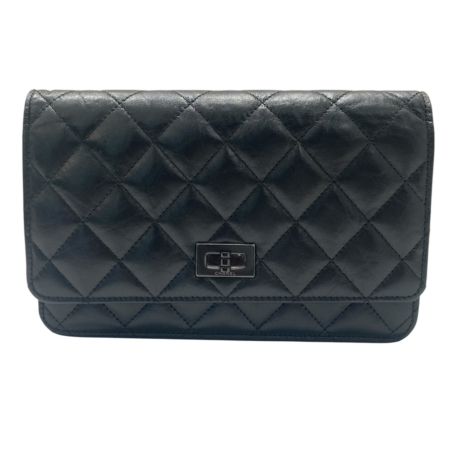 CHANEL 香奈兒 2.55WOC 黑色 皮革 黑釦