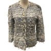 CHANEL 香奈兒 2018 SPRING-SUMMER FANTASY TWEED COLLARLESS JACKET  藍白幻彩緞帶斜紋軟呢無領外套