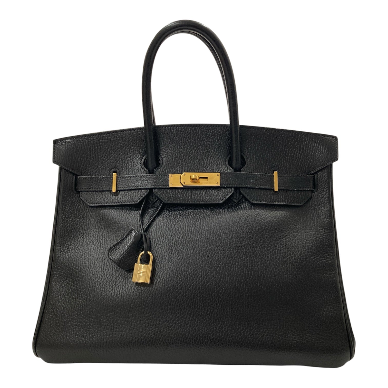 HERMES 愛馬仕 柏金包 手提包  BIRKIN35 皮革 黑 金釦