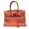 HERMES 愛馬仕 BIRKIN 30 手拿包 橘粉色 銀釦