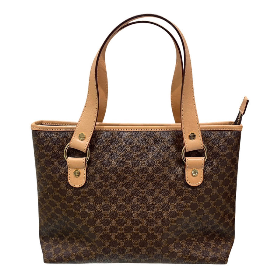 CELINE 思琳 Macadamia 手提包 PVC帆布 棕色 金釦