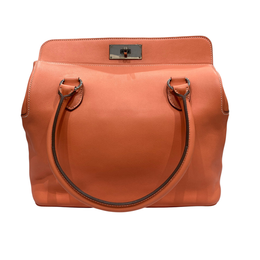 HERMES 愛馬仕 手拿包 TOOL BAG 26 鮭魚粉 銀釦