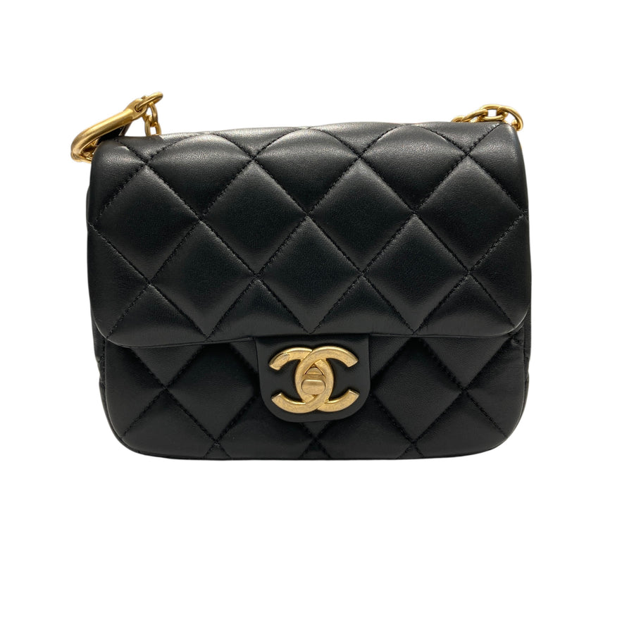 CHANEL 香奈兒 肩背包 AS3828 羊皮 黑色 金釦