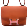 HERMES 愛馬仕 CONSTANCE19肩背包 EPSOM皮革 橘色 銀扣