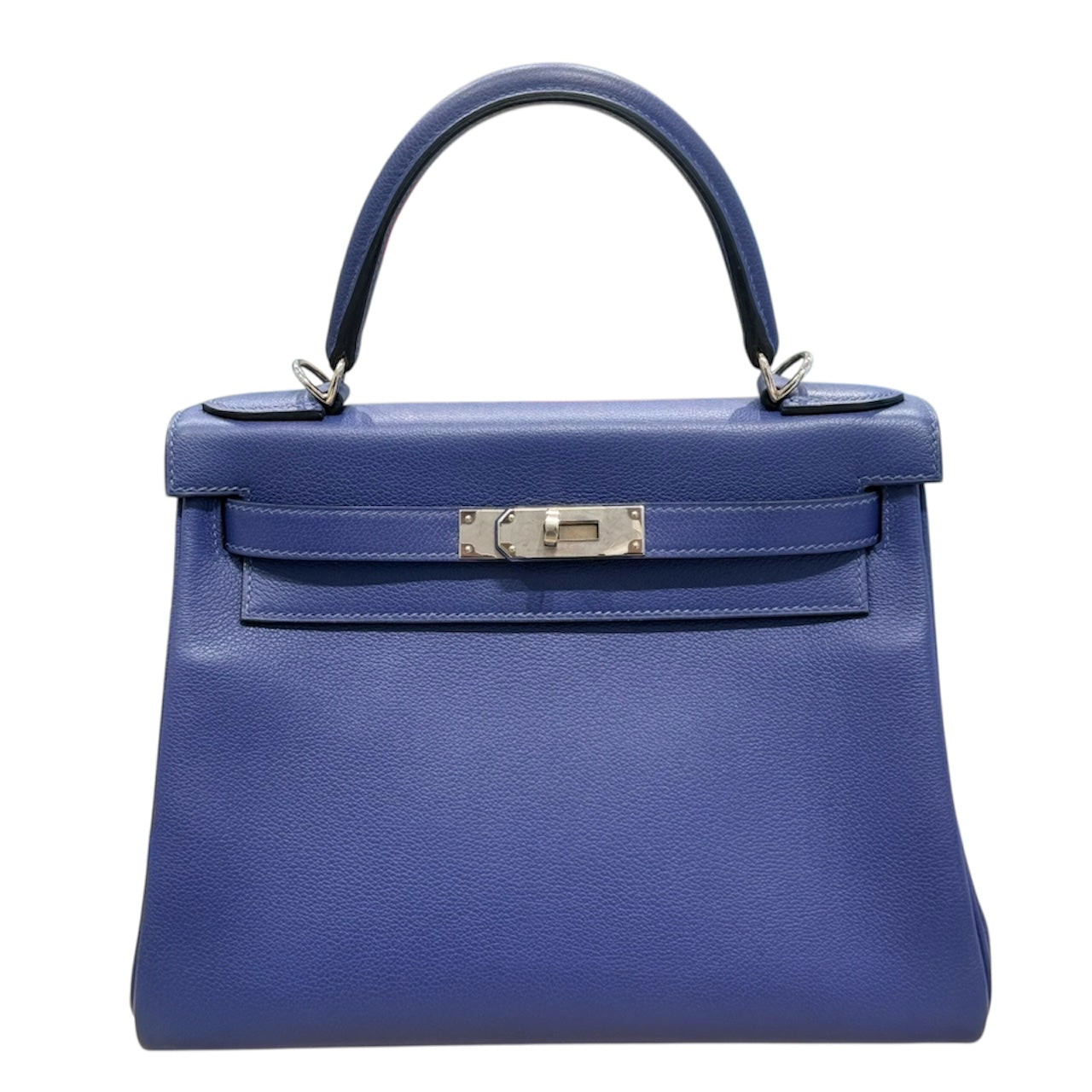 Hermès 愛馬仕 Kelly 28 手提/肩背包 Epsom 皮革 藍色 銀扣