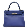 Hermès 愛馬仕 Kelly 28 手提/肩背包 Epsom 皮革 藍色 銀扣
