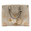 LOUIS VUITTON 路易威登 OnTheGo 壓紋托特包 米白 金釦