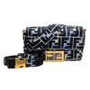 FENDI 芬迪 Baguette MINI 法棍包 肩背包 尼龍 老花 粉藍色 金釦