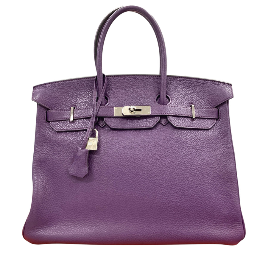 HERMES 愛馬仕 Birkin35 ☐P刻 Togo皮 紫色 銀釦