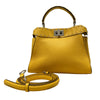 FENDI 芬迪 Mini Peekaboo Iconic Selleria 皮革 手提包 黃色 銀釦