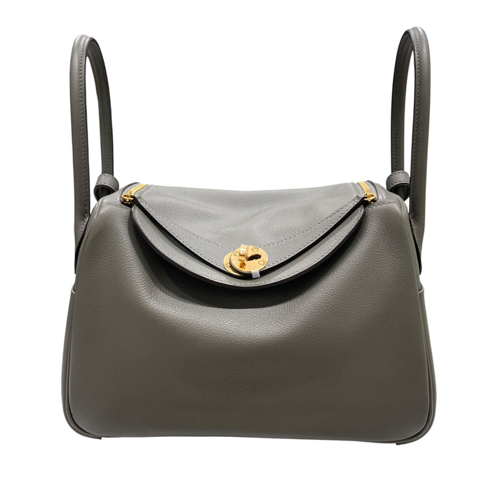 Hermès 愛馬仕 Lindy 26 灰綠 皮革 手提肩背包