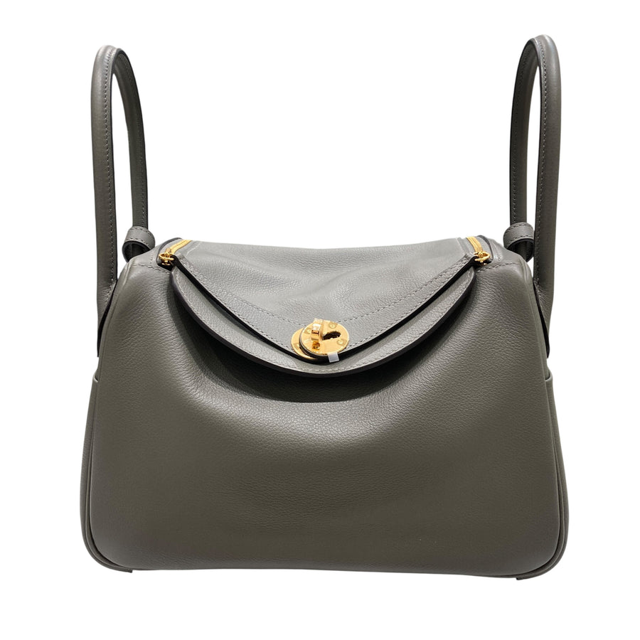 Hermès 愛馬仕 Lindy 26 灰綠 皮革 手提肩背包