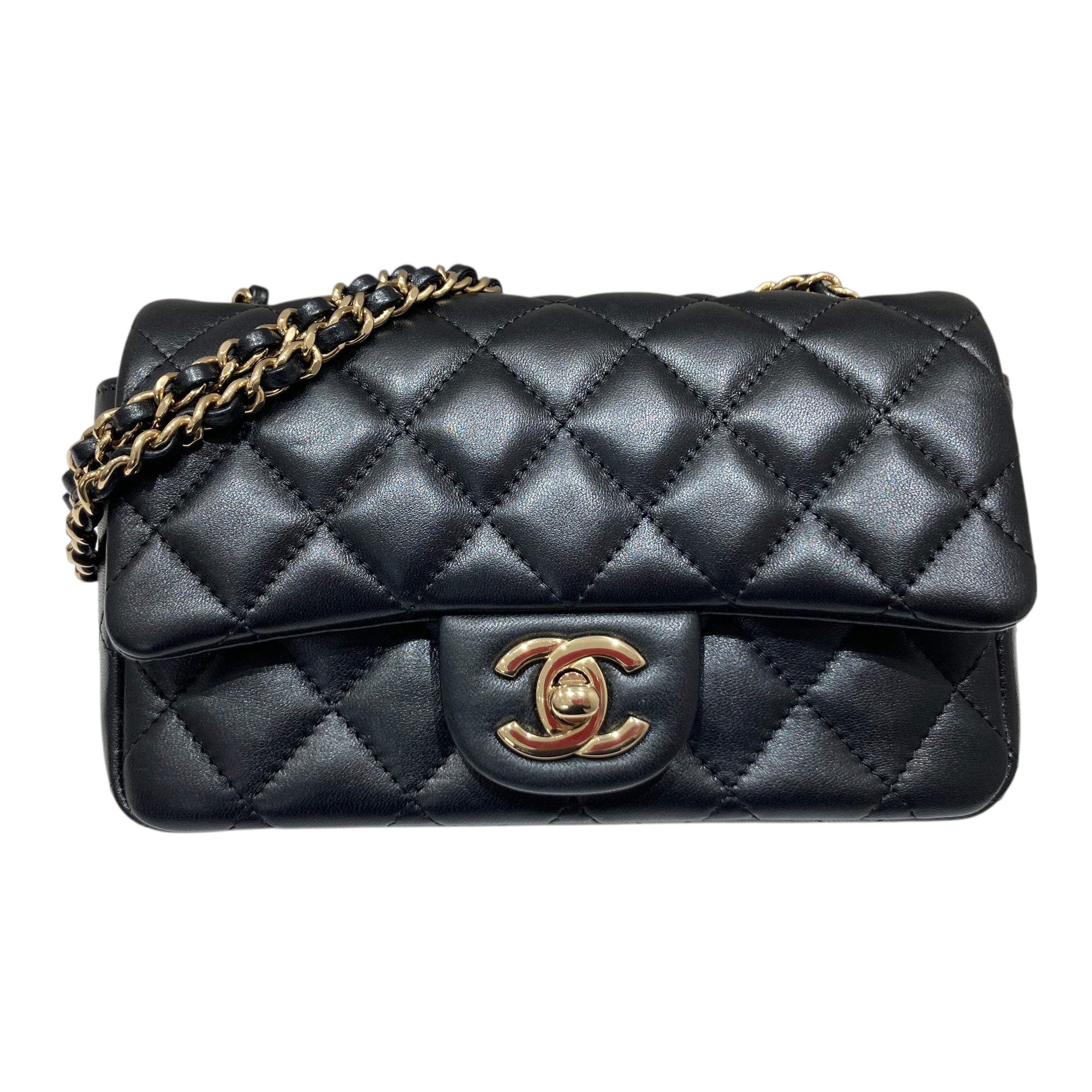 CHANEL 香奈兒 CLASSIC FLAP BAG 18 翻蓋側背包 羊皮 黑色 金釦