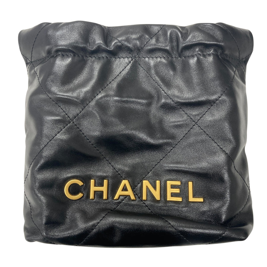 CHANEL 香奈兒 22 MINI 黑色 皮革 金釦