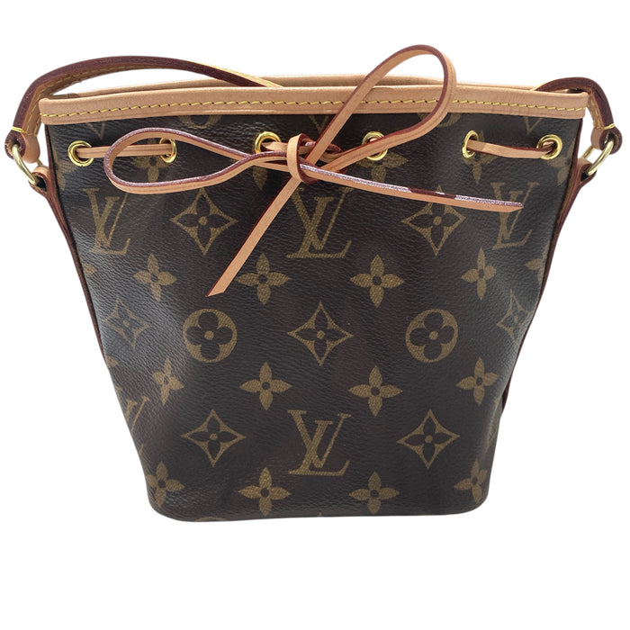 LOUIS VUITTON 路易威登 NANO NOÉ  深棕色 帆布 金扣