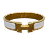 HERMES 愛馬仕  CLIC H BRACELET 琺瑯手環 白色 鍍金