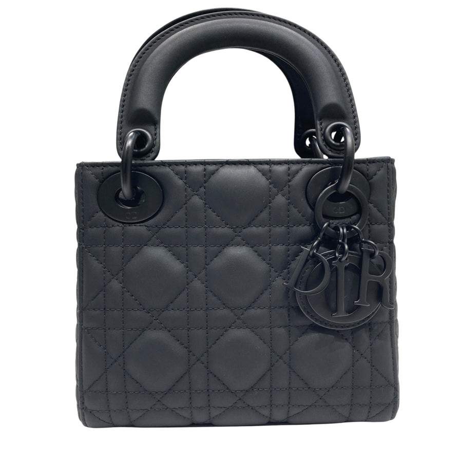 DIOR 迪奧 MINI LADY DIOR 黑色 皮革 黑釦