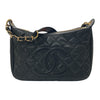 CHANEL 香奈兒 Vintage  肩背包 魚子醬牛皮 HOBO 黑色 金釦