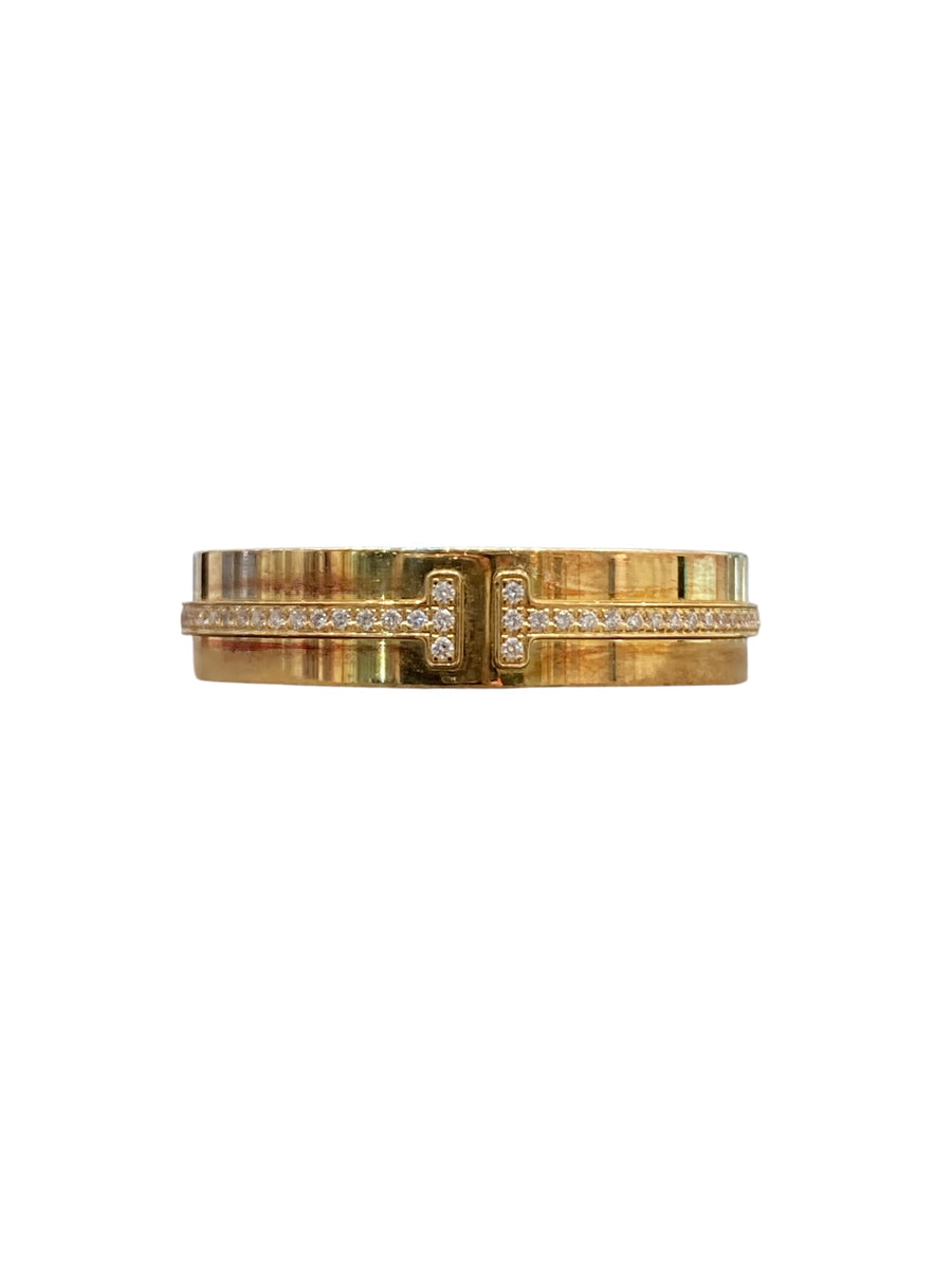 TIFFANY&CO 蒂芬妮 T RING T系列戒指  K18YG  8.96g 鑽石 #63